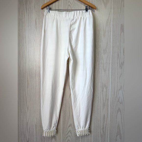 Boston Proper Pearl Cuff Jogger Pants White Size M - Picture 5 of 5